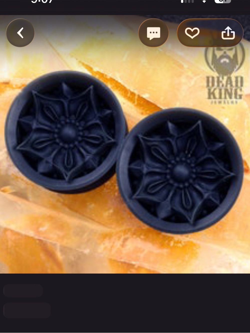 Black Flower Acrylic Gauged 5/8 (16 mm)
